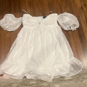 Lulu's Cream Off-Shoulder Dress